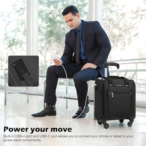 Coolife Underseat Carry On Luggage Softside Lightweight Rolling Travel Bag Spinner Suitcase
