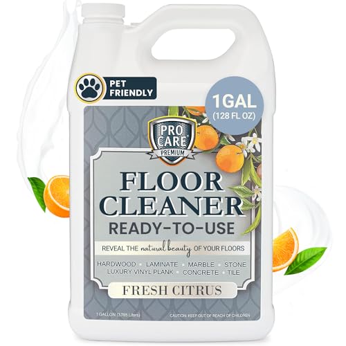 Floor Cleaner (Made in USA) | Tile, Stone, Laminate, Vinyl & Natural Wood Floor Cleaner for Mopping, Household Supplies, Cleaning Solution with Citrus Aroma - 1 Gal (128 Fl Oz)