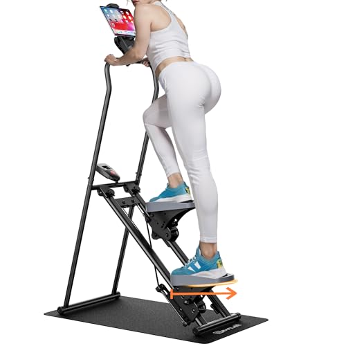 Stair Stepper Machine for Home with Device Holder & Silicone Floor Mat, Extra-Long Non-Slip Pedals Vertical Climber Exercise Machine