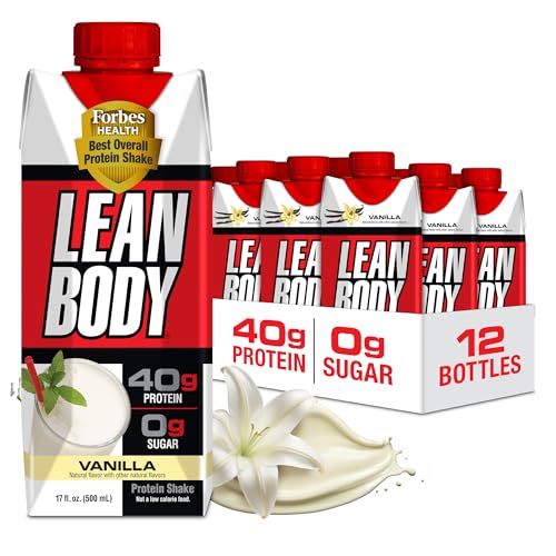 Labrada Lean Body Ready-to-Drink Strawberry Protein Shake, 40g Protein, Whey Blend, 0 Sugar, Gluten Free, 22 Vitamins & Minerals, 17 Ounce (Recyclable Carton & Lid - Pack of 12) LABRADA