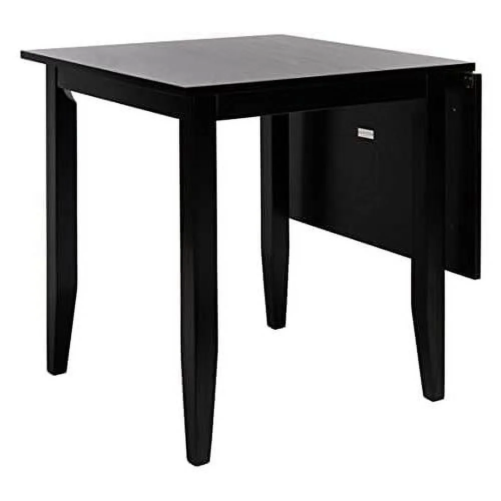 Home Collection Miliano Matte Black Drop End Leaf Dining Room Table DTB1404A, 0