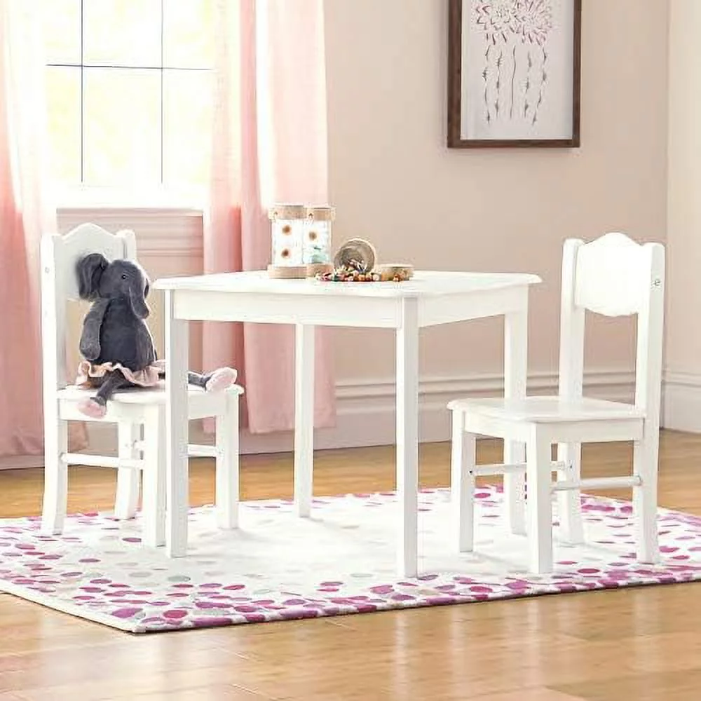 Classic White Table And Chairs Set: Toddler Wooden Activity Table - Dining Room, Bedroom, School And Playroom Furniture For Kids