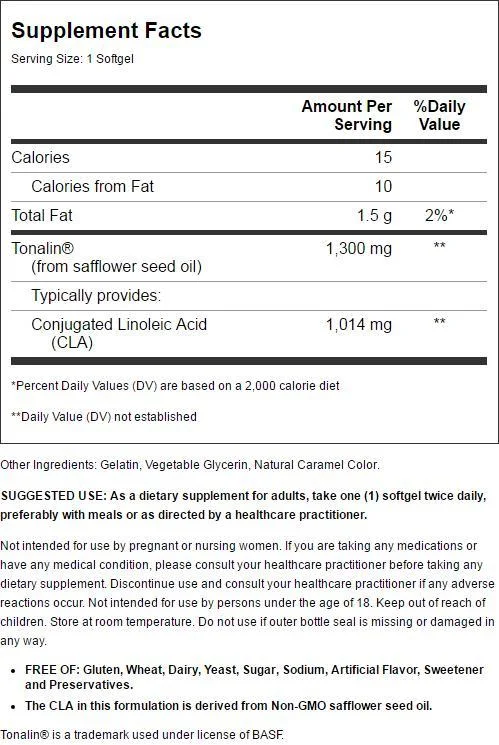 Solgar Tonalin CLA 1300 Mg, 60 Softgels - Essential Omega-6 Fatty