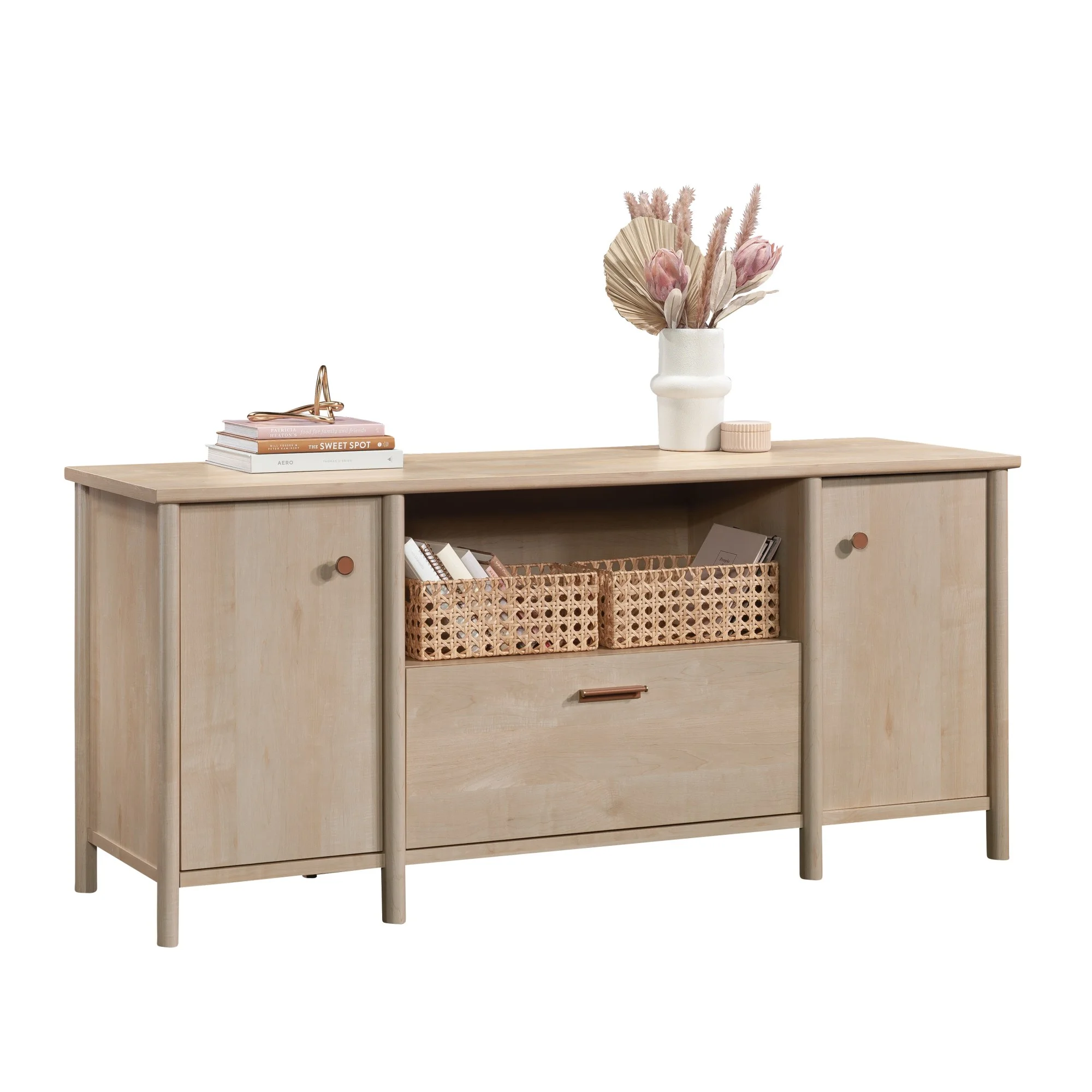 Sauder Whitaker Point Engineered Wood Credenza in Natural Maple Finish