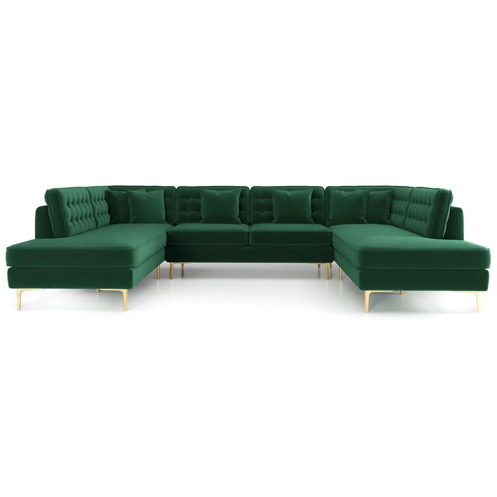 Cale Modern Living Room U-Shaped Velvet Corner Sectional Couch in Green