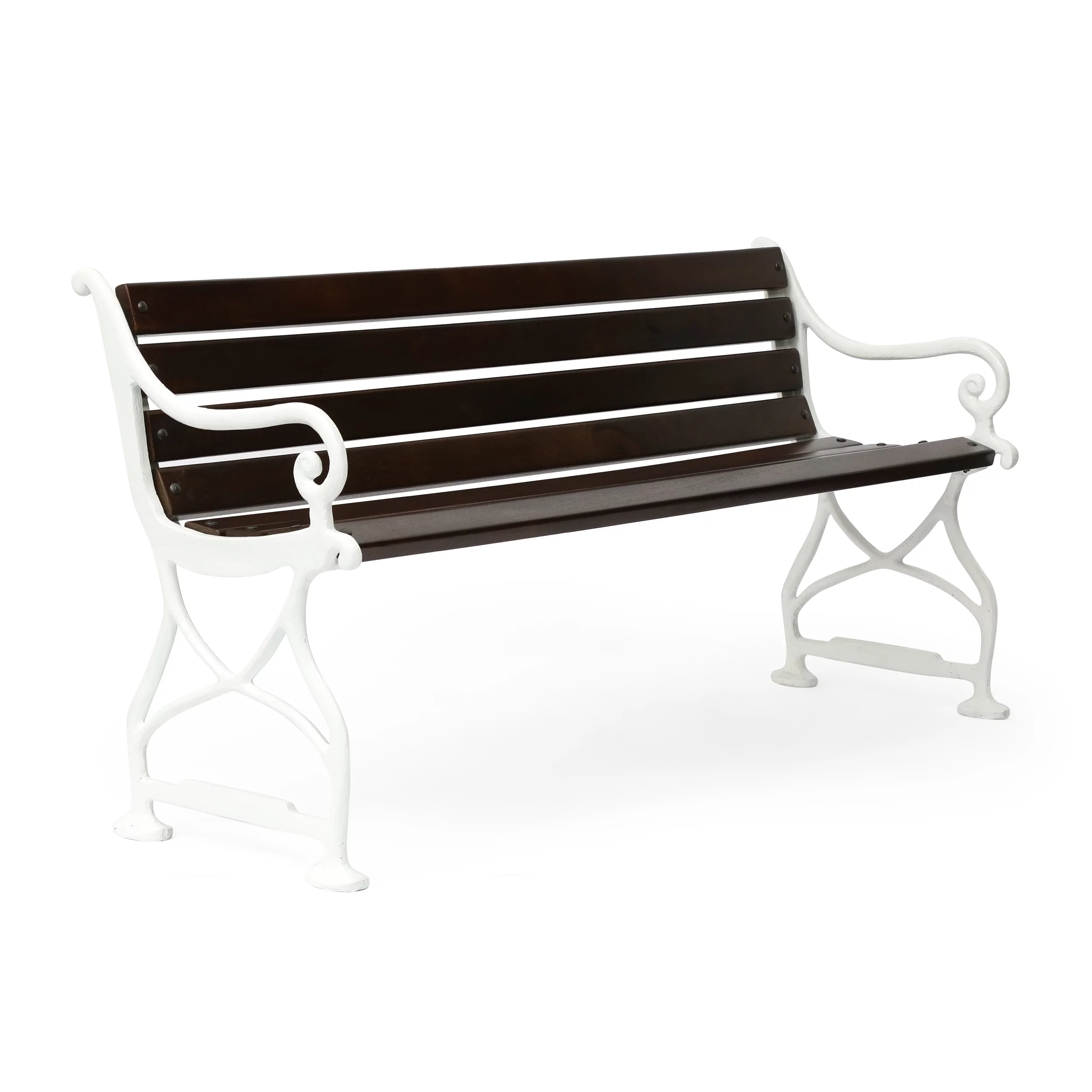 Vandalia Acacia Wood Outdoor Handmade Bench, Rustic Brown and White