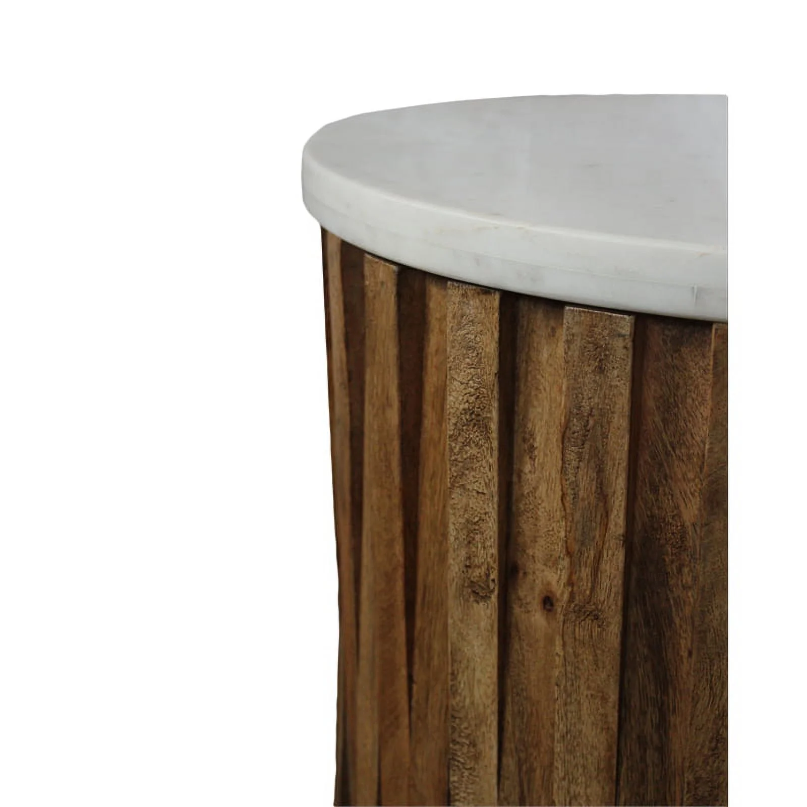 Orlando Accent Table with Marble Top and Layered Solid Wood Base in Ivory
