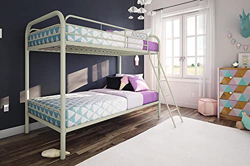 DHP Twin-Over-Futon Convertible Couch and Bed with Metal Frame, Ladder and Guardrails - Black