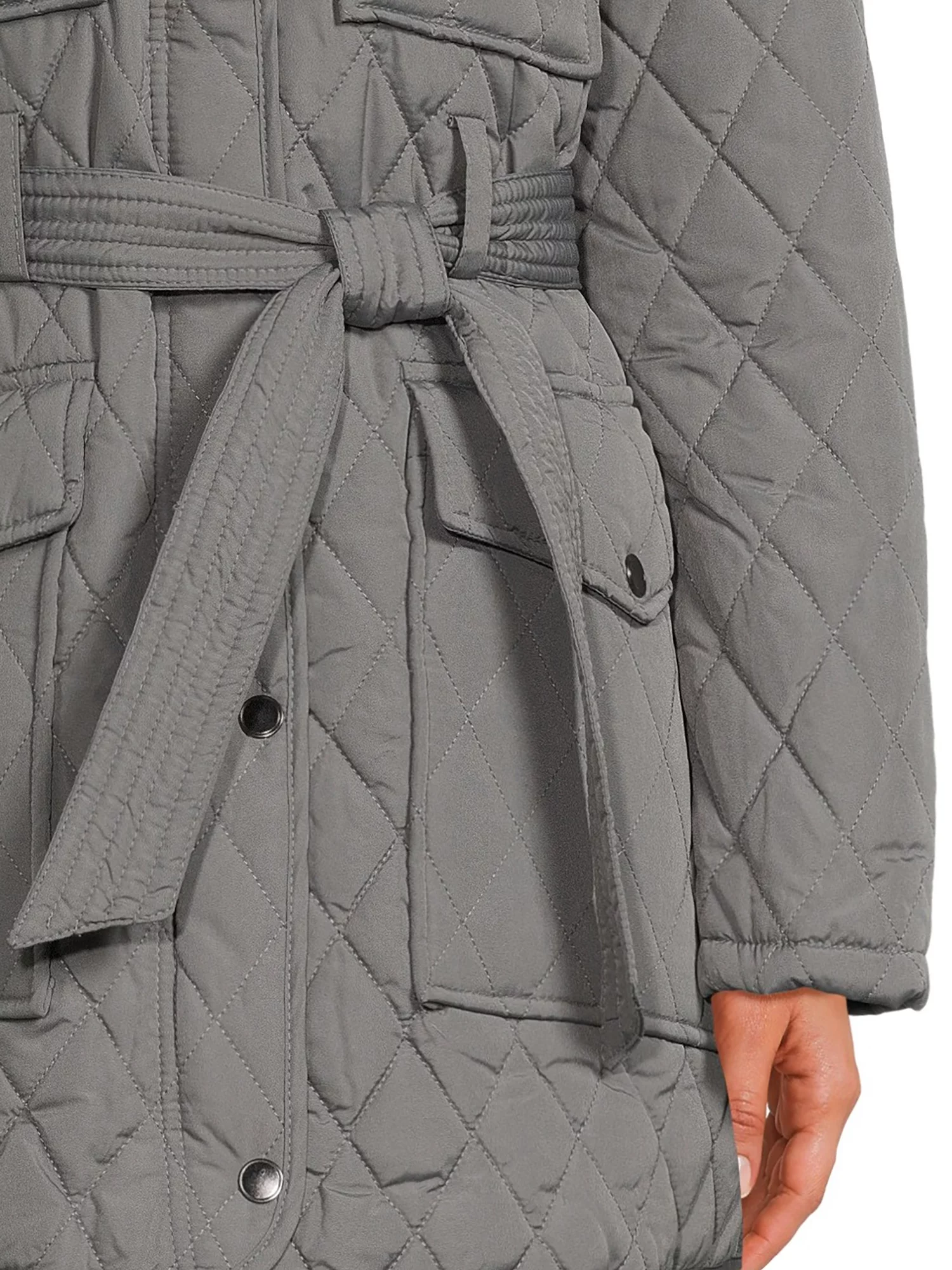 Urban Republic Women’s Thin Quilted Barn Jacket with Belt