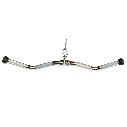 Lat Cable Machine Attachment Curl Pulldown Barbell Revolving Bar, Multi-Exerciser Cable Attachment, Solid Steel Tricep Press Down Bar with Rubber Handgrips & Revolving Hanger