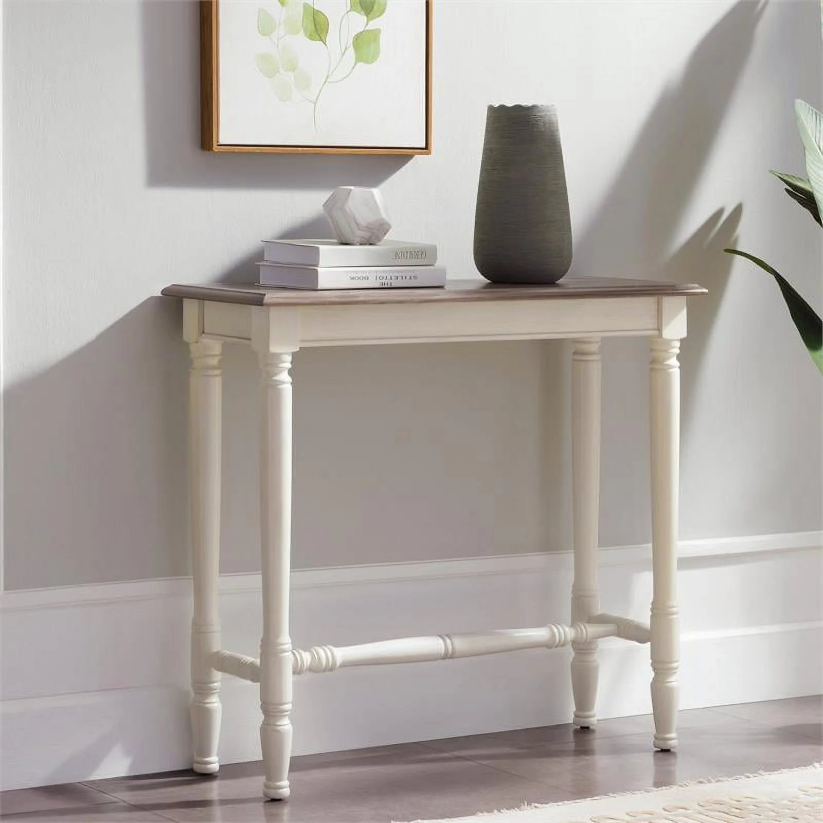 Bowery Hill Modern Strudy Wood Hall Console Table in Oak Finish