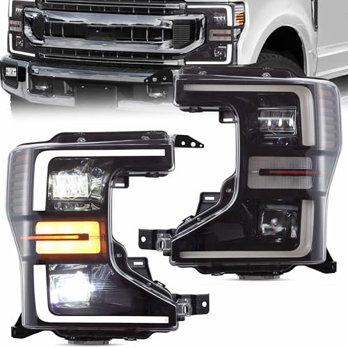 VLAND LED Headlights Assembly Compatible with 2017 2018 2019 Ford F250 F350 F450 F550 Superduty 4th Gen, Projector Headlamp with Sequential Turn Signal and Dynamic Animation DRL