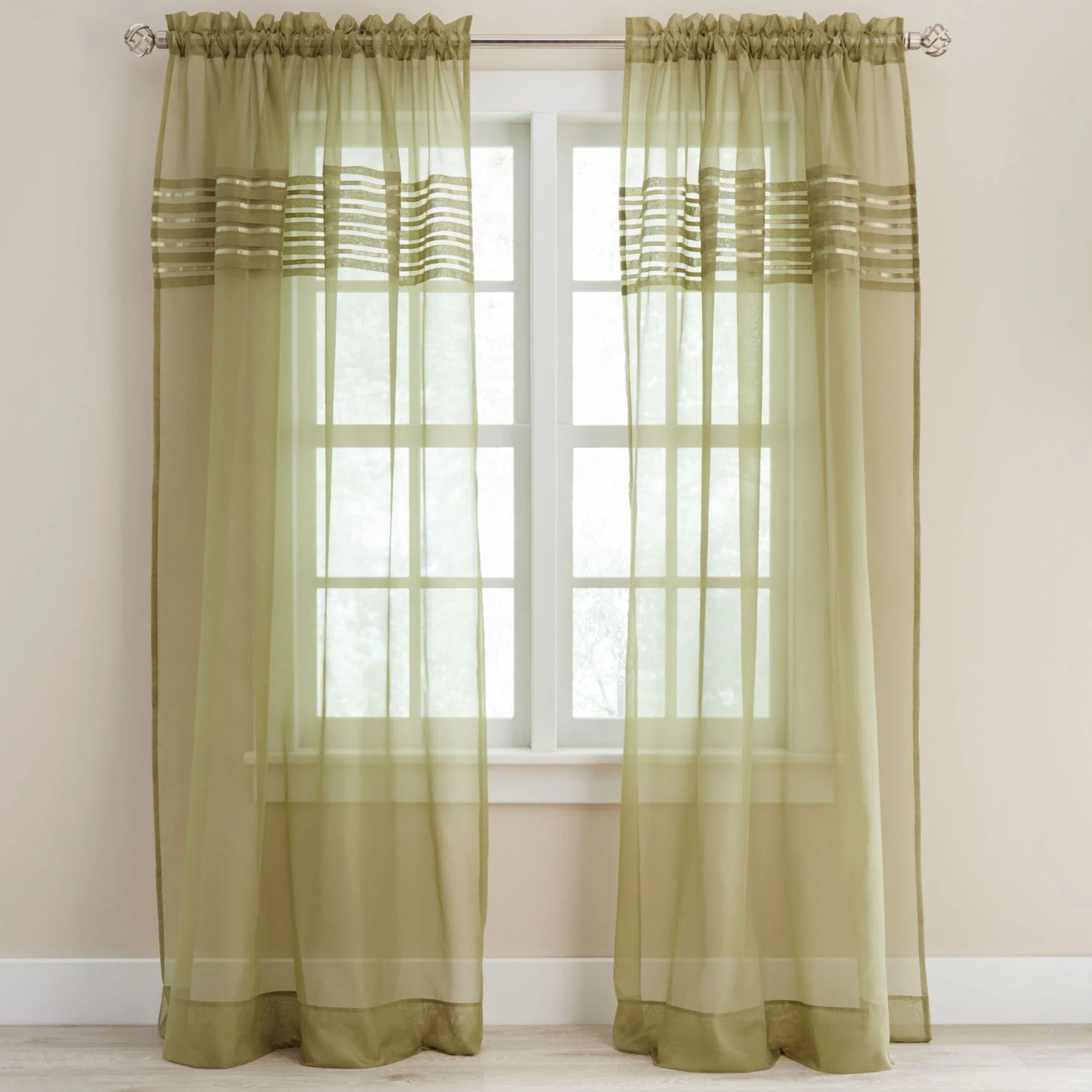 Brylanehome  Pleated Voile Rod-Pocket Panel - 56I W 72I L, Slate Window Curtain