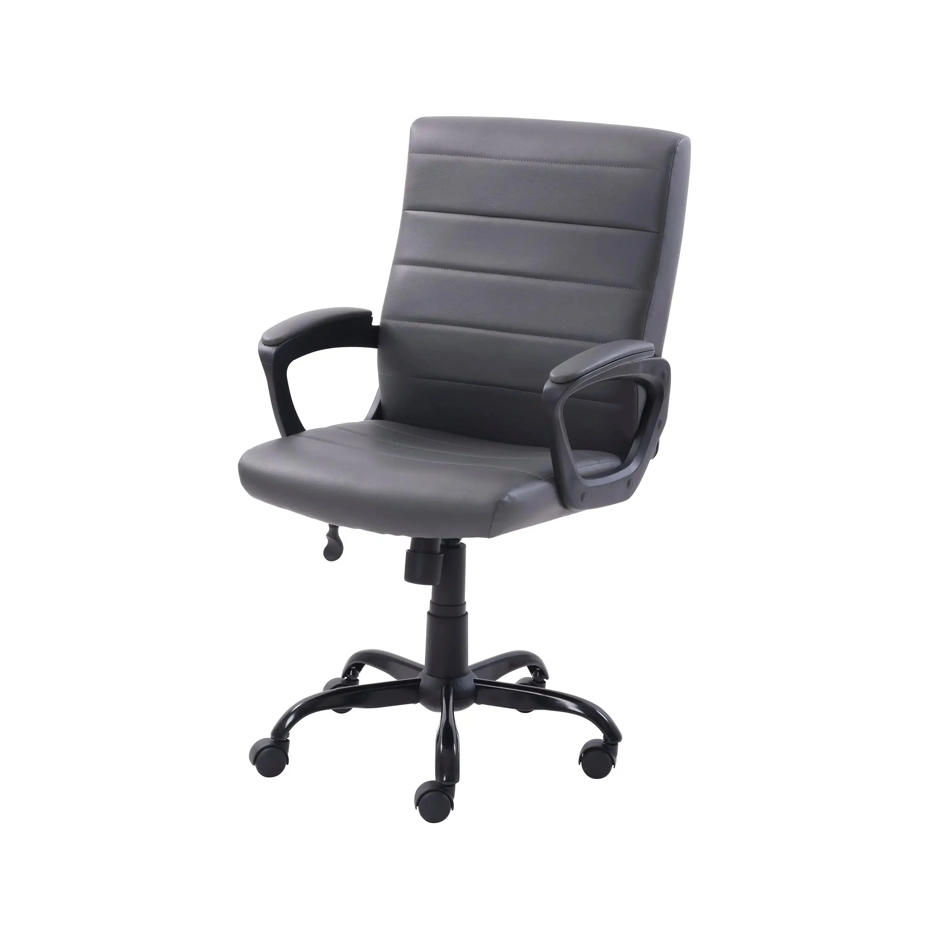 Mid-Back Manager's Office Chair With Arms Free Shipping Bonded Leather Brown Computer Chairs Lightweight Relax Swivel Furniture