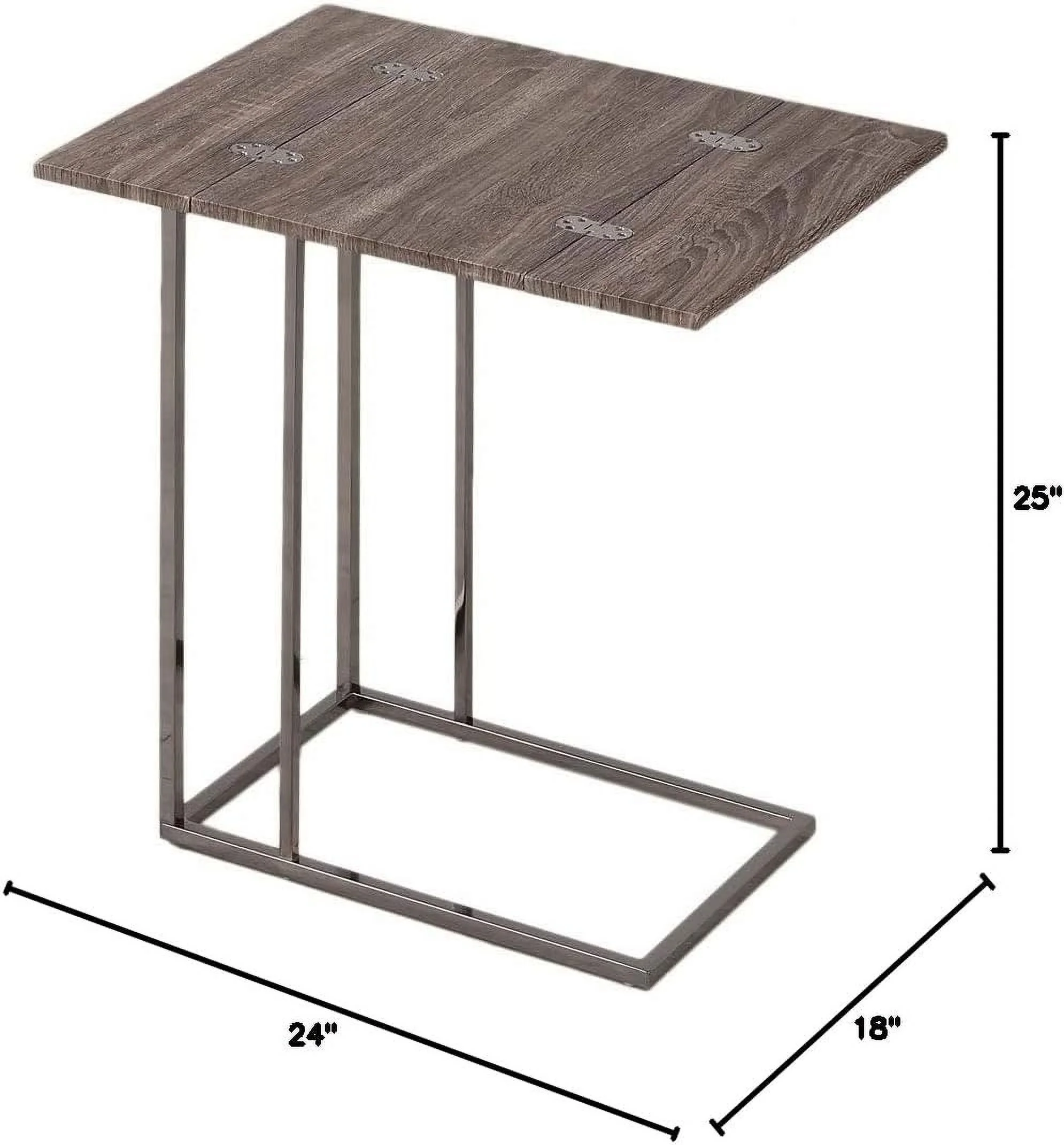 RUNFAYBIU Weathered Grey Finish Expandable Snack Side End Table