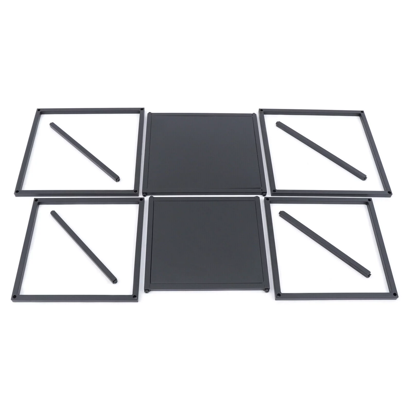 2Pcs Modern Square Metal Coffee Table Side Table End Table Matt Black Home Office