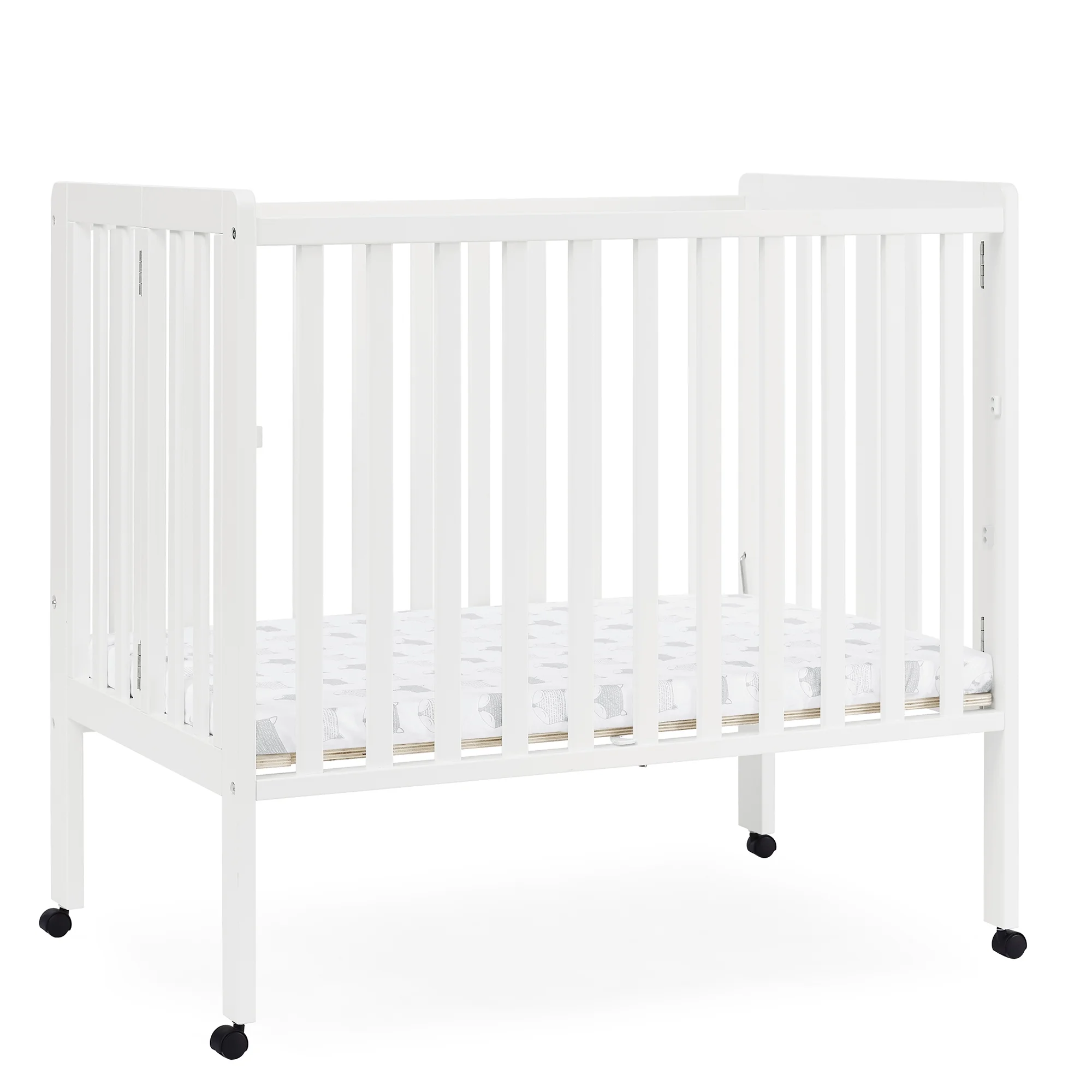Delta Children Lee Portable Folding Mini Crib with 1.5-Inch Mattress - Greenguard Gold Certified, Bianca White