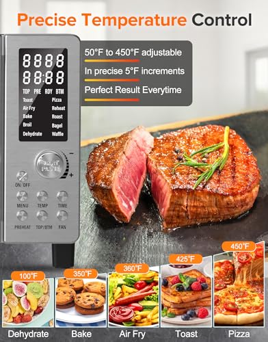 Nuwave Bravo Pro Smart 21QT Toaster Oven Air Fryer Combo, Convection Oven Countertop, 10 functions all in 1, with even & quick crisp technology, 50-450°F, 1800W, Stainless Steel