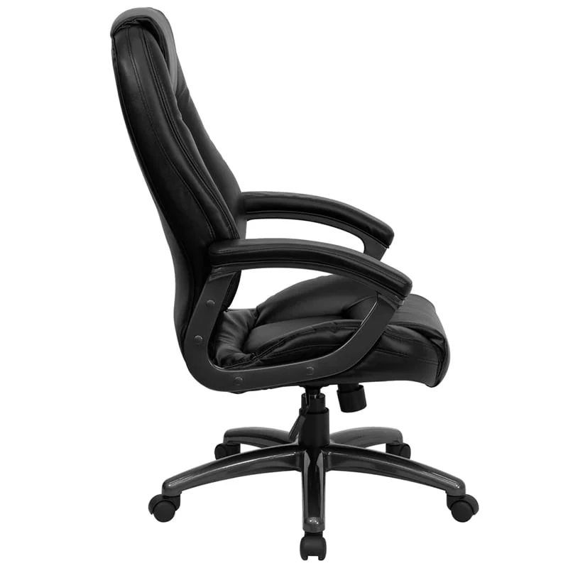 A Line Furniture Neser Black Leather Executive Adjustable Swivel Office Chair
