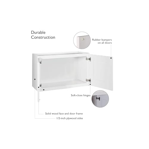 Brookings Shaker Unassembled Bridge Wall Kitchen Cabinet W3018, 30 W x 12 D x 18 H, Painted White with Sherwin Williams®, Solid Wood – Design House, 561662