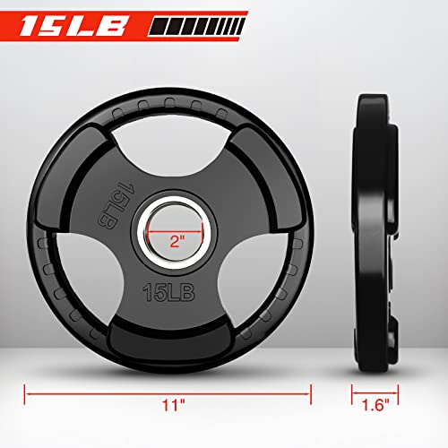 RitFit Olympic Rubber Grip Plates for Barbell, 2-Inch Weight Plates for Weightlifting and Strength Training in Home & Gym, Single, Pair and Sets(2.5/5/10/25/35/45 LB)