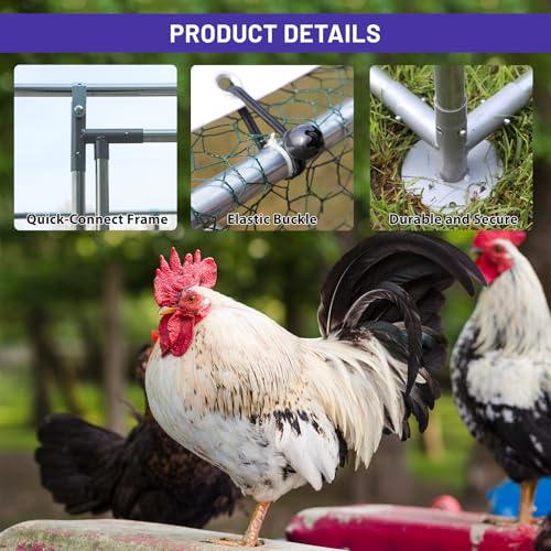 Large Metal Chicken Coop Chicken Pen with Water-Resident and Anti-UV Cover Walk-in Poultry Cage Chicken Runs for Yard with Cover Duck Rabbit Dog House Outdoor