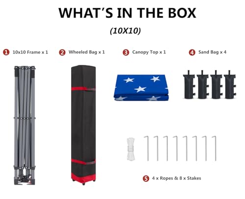 ABCCANOPY Pop Up Canopy - Outdoor Patio Portable Canopy Tent Heavy Duty for Backyard and Deck with 4 Sandbags(White, 10x10)