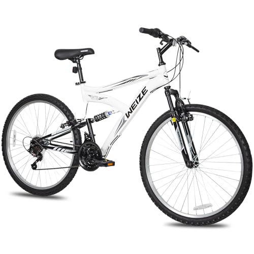 WEIZE Mountain Bike, 26 27.5 inch Outdoor Hybrid Bikes,18-Speed/High-Carbon Steel/Dual Full Suspension, Adjustable Ergonomic Seat for Men Women Adult, MTB Bicycle with Suspension Fork,Sleek Colors