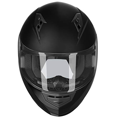 GLX GX11 Compact Motorcycle Helmet - Matte Black, Large - Full Face w/ Tinted Visor, DOT Approved