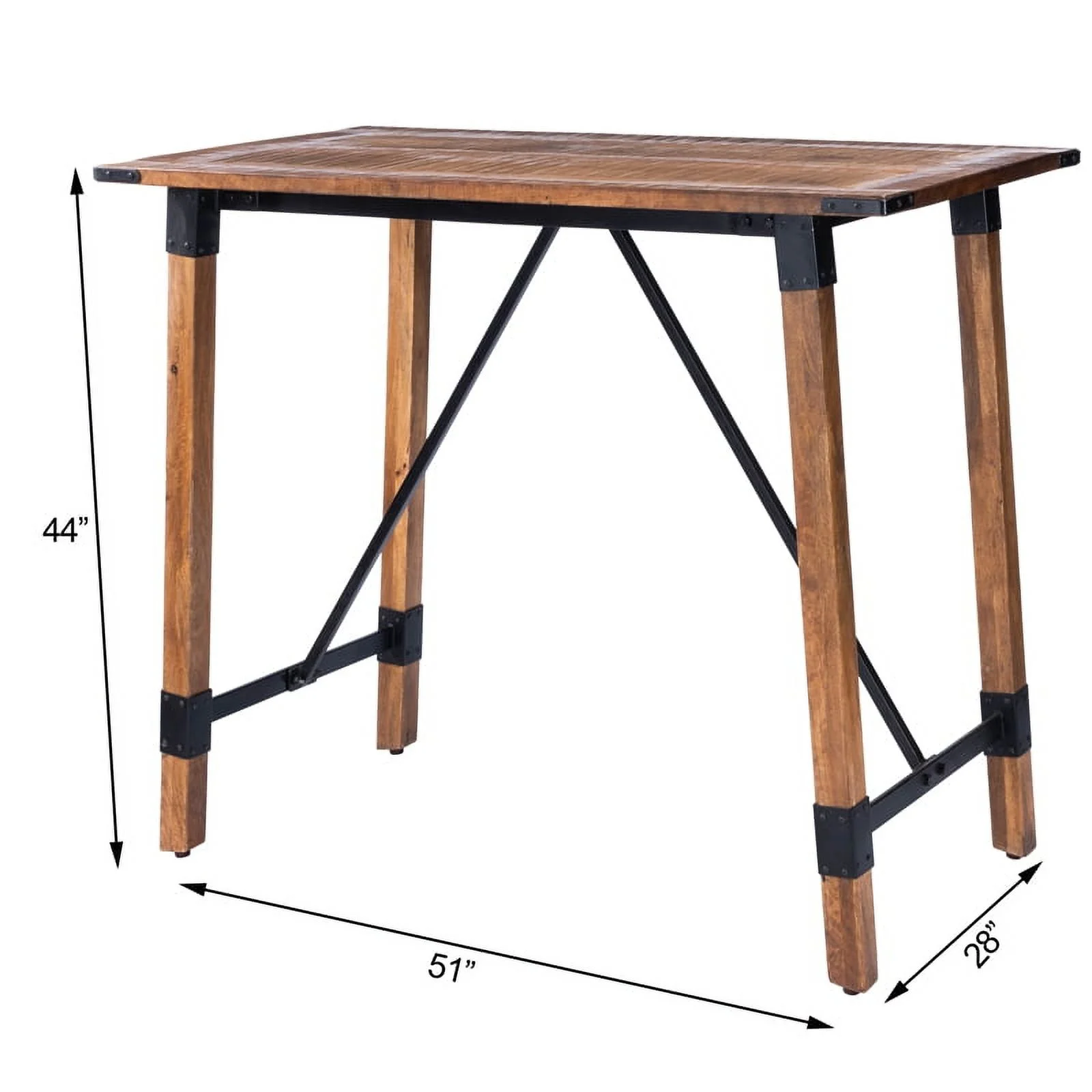 Beaumont Lane Rustic Lodge Industrial Wood and Metal Pub Table in Beige