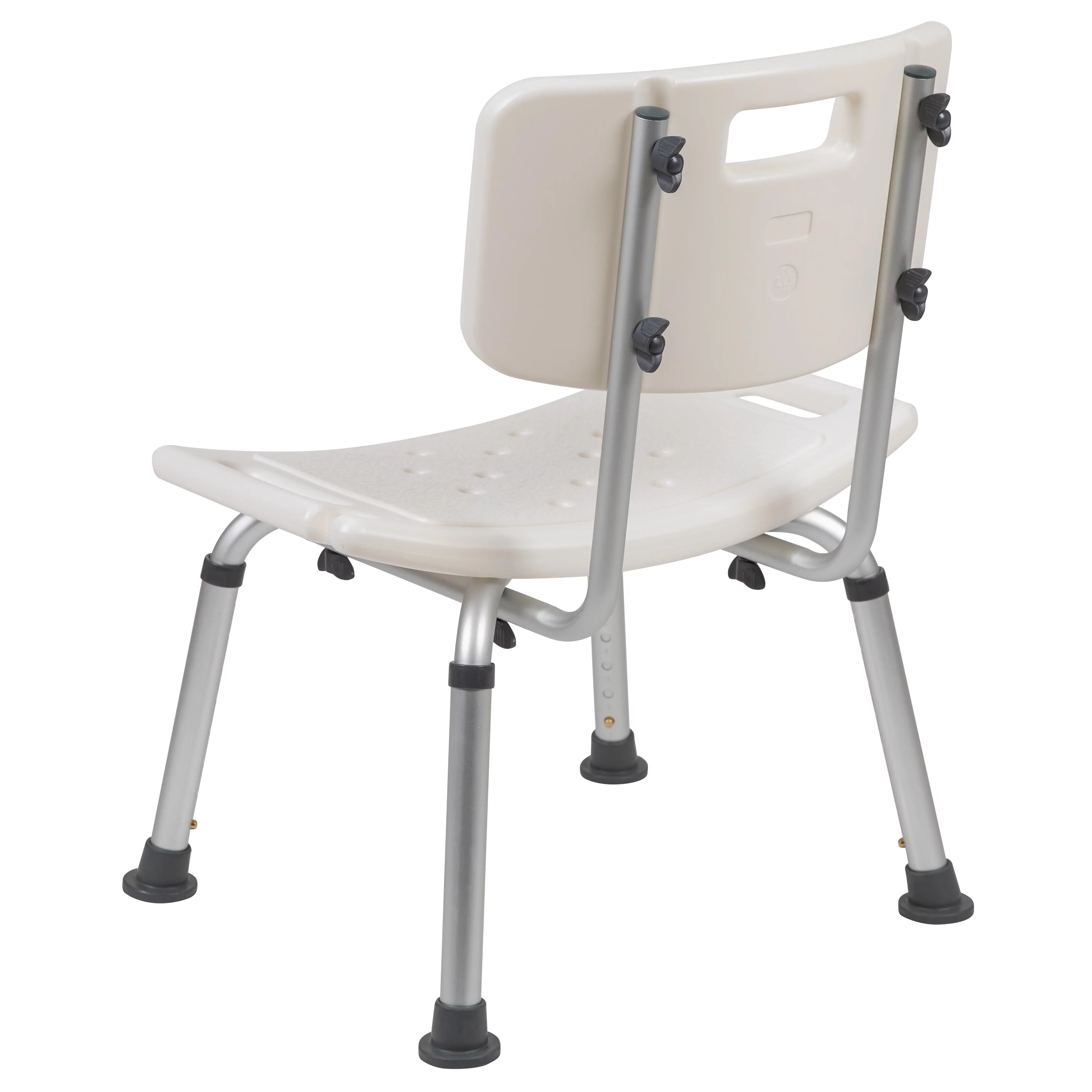 Emma + Oliver Tool-Free 300 Lb. Capacity, Adjustable White Bath & Shower Chair with Back