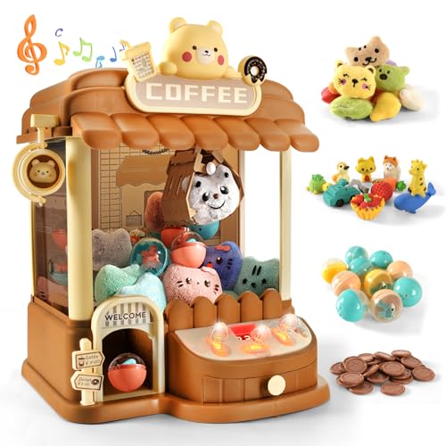 Large Claw Machine for Kids Adults, Mini Vending Machine with 30 Fun Toys, Candy Dispenser Machine, Prize Dispenser with Music Light Birthday Gifts for Boys Girls Age 5-7 8-10 10-12 (Bear)