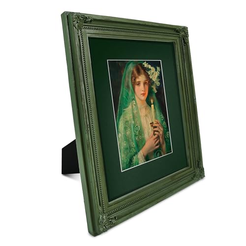 8.5x11 Picture Frame Matted to 8x10 Photo, Black Gothic Frame for 8.5 by 11 Certificates Documents Awards, Vintage Style Gallery Wall Desk Décor