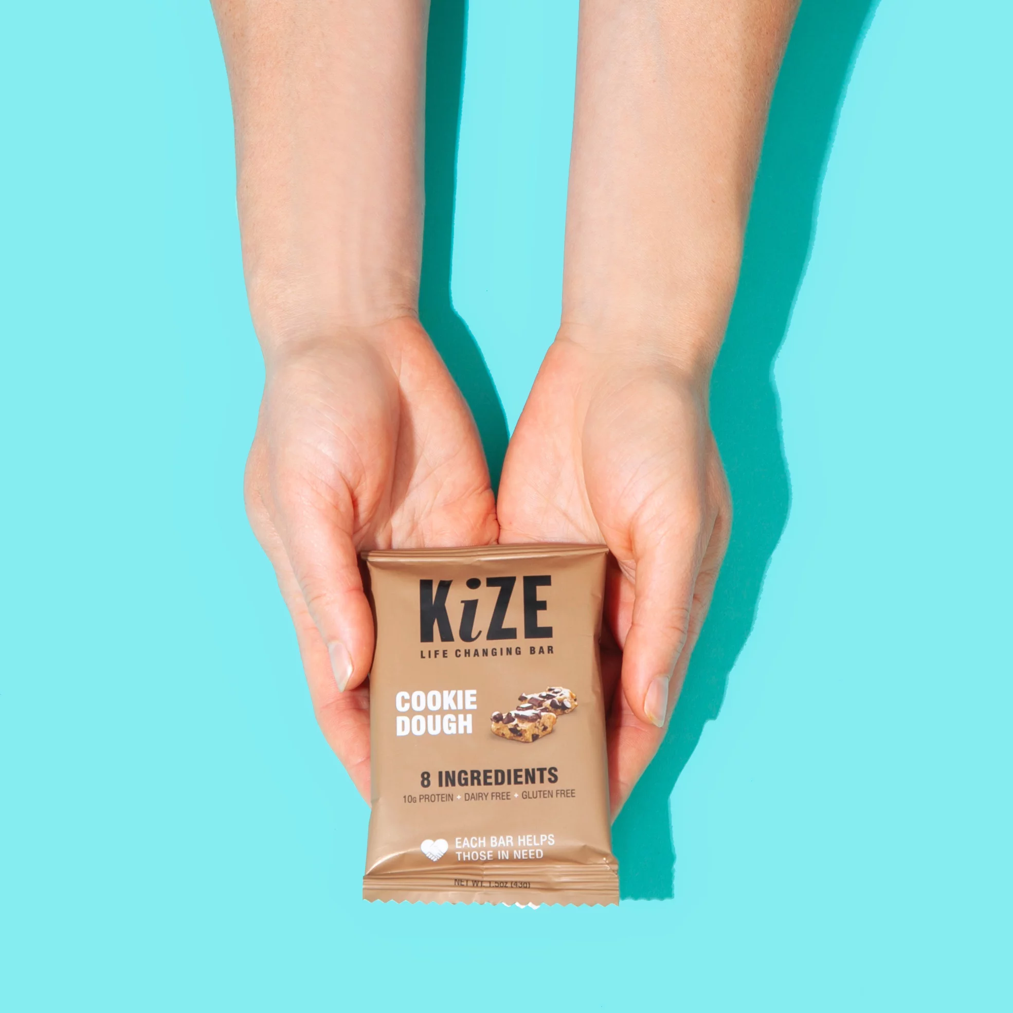 KiZE Life Changing Bar, Cookie Dough, Protein Bar, 8 ingredients, Dairy Free, 1.5oz Bar (10pk)