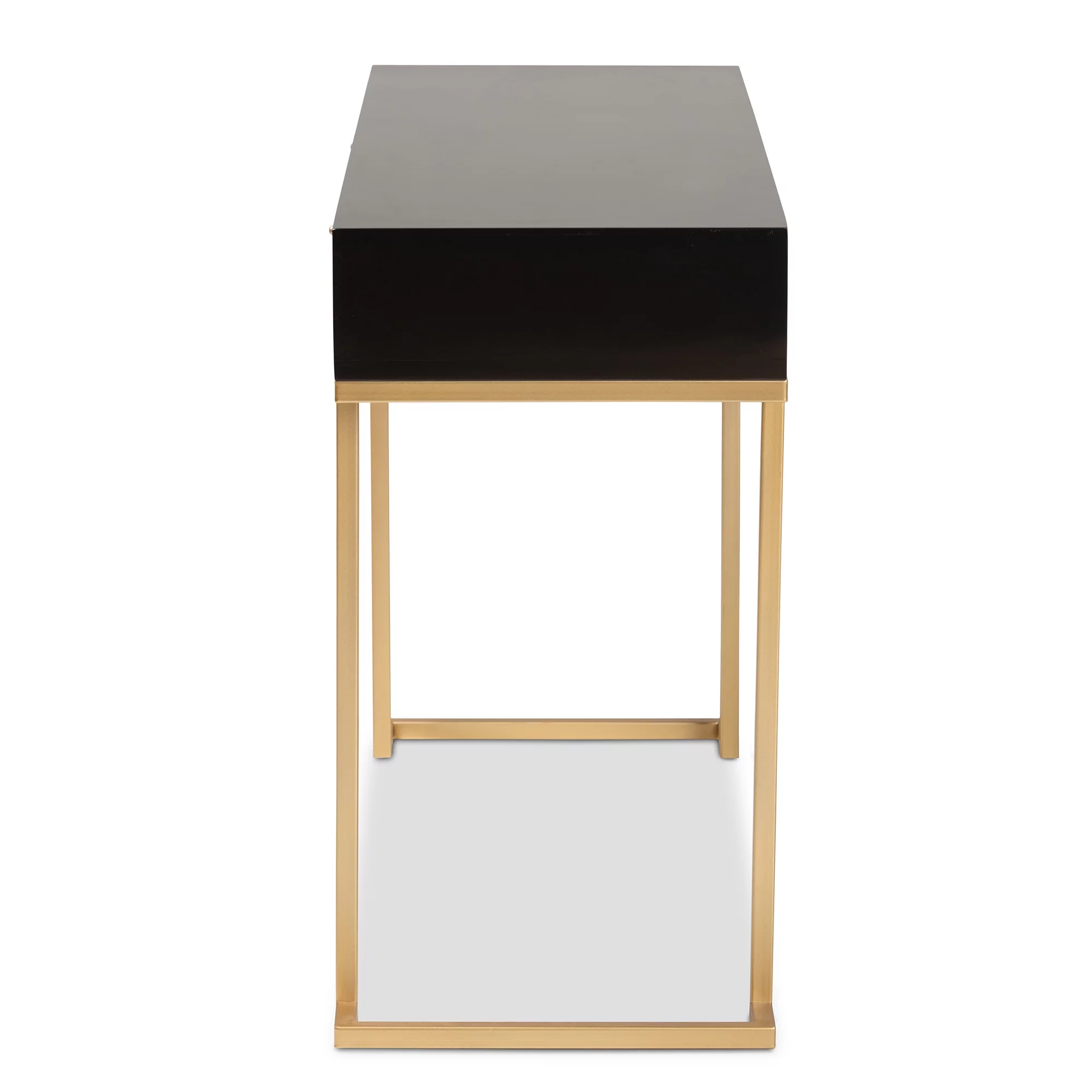 Baxton Studio Beagan Modern Wood and Metal 2 Drawer Console Table, Black/Gold