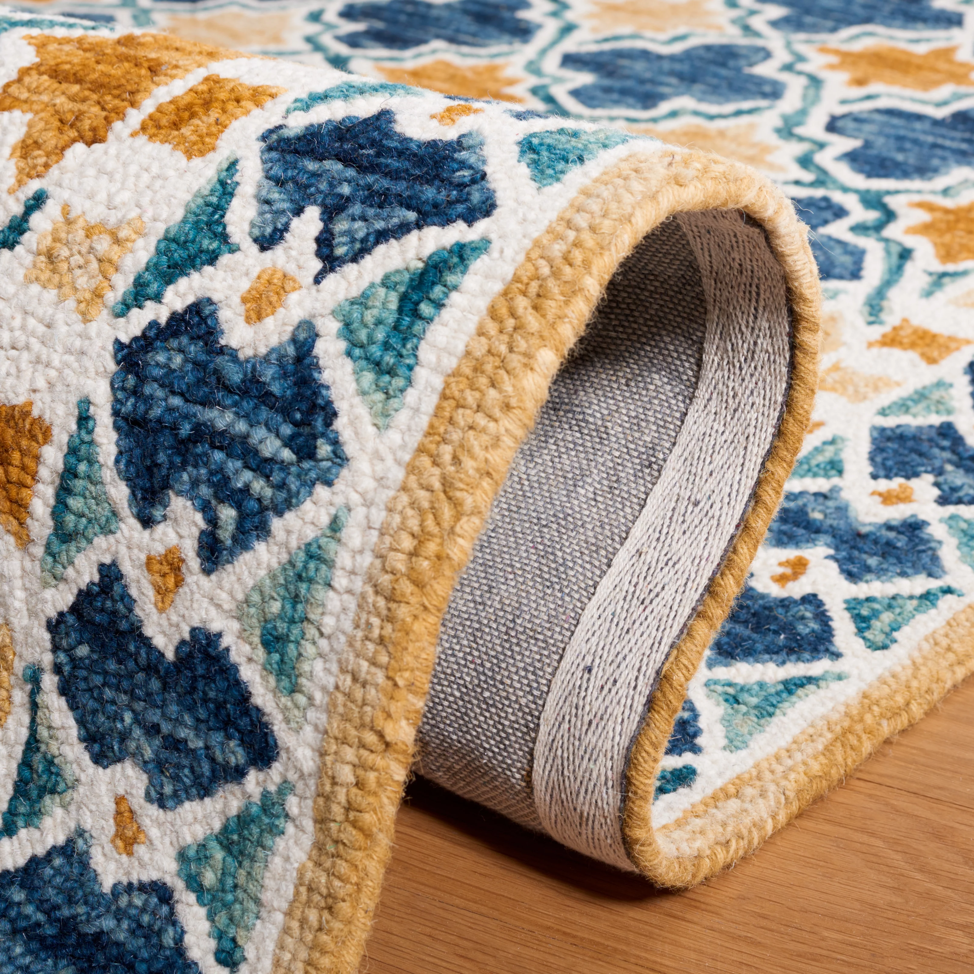 SAFAVIEH Aspen Joshua Geometric Area Rug, Navy/Yellow, 3' x 5'