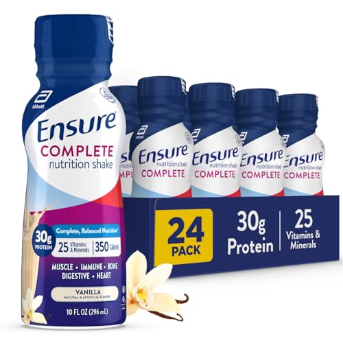 Ensure COMPLETE Vanilla Nutrition Shake, Complete, Balanced Meal Replacement, Ready To Drink, 30g Protein, 25 Vitamins & Minerals, 10 fl oz—24 Pack