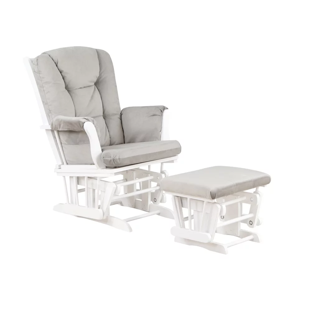 AFG Baby Alice Solid Wood Glider Chair and Ottoman in White