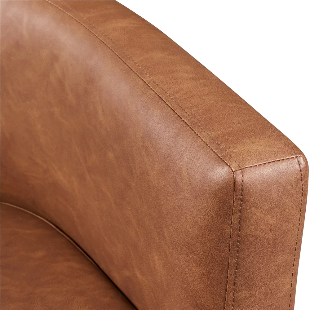 Yaheetech Faux Leather Upholstered Accent Chair,Brown