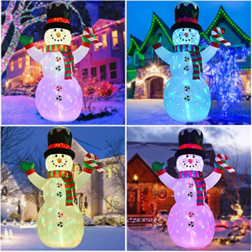 DearHouse 8 FT Inflatable Christmas Snowman, Rotating 7 Color Changing Led Lights Xmas Holiday Blow Up Family Party Decoration Yard Lawn Indoor Outdoor Inflatables