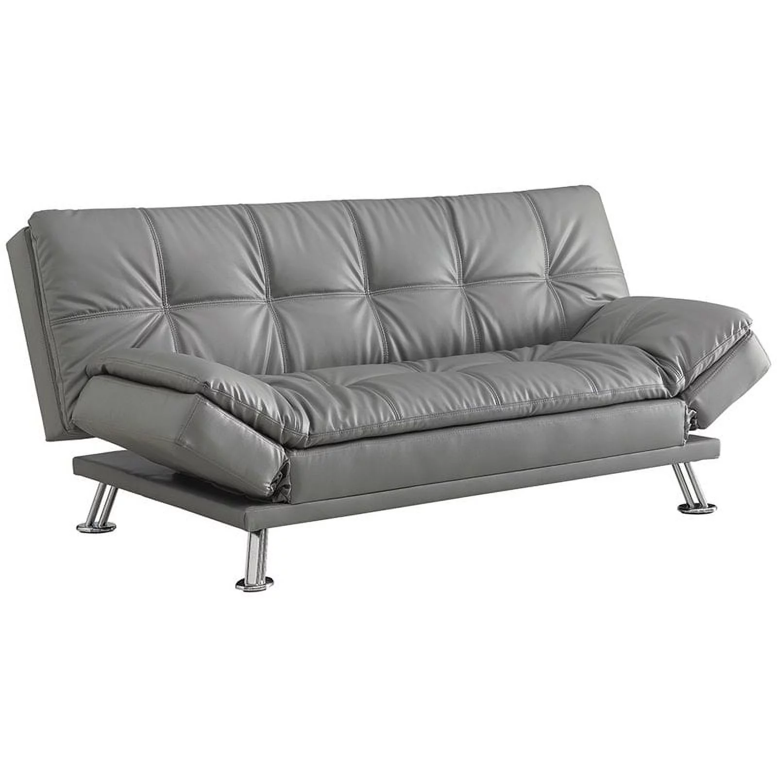 Kingfisher Lane Faux Leather Tufted Sleeper Sofa in Dark Gray