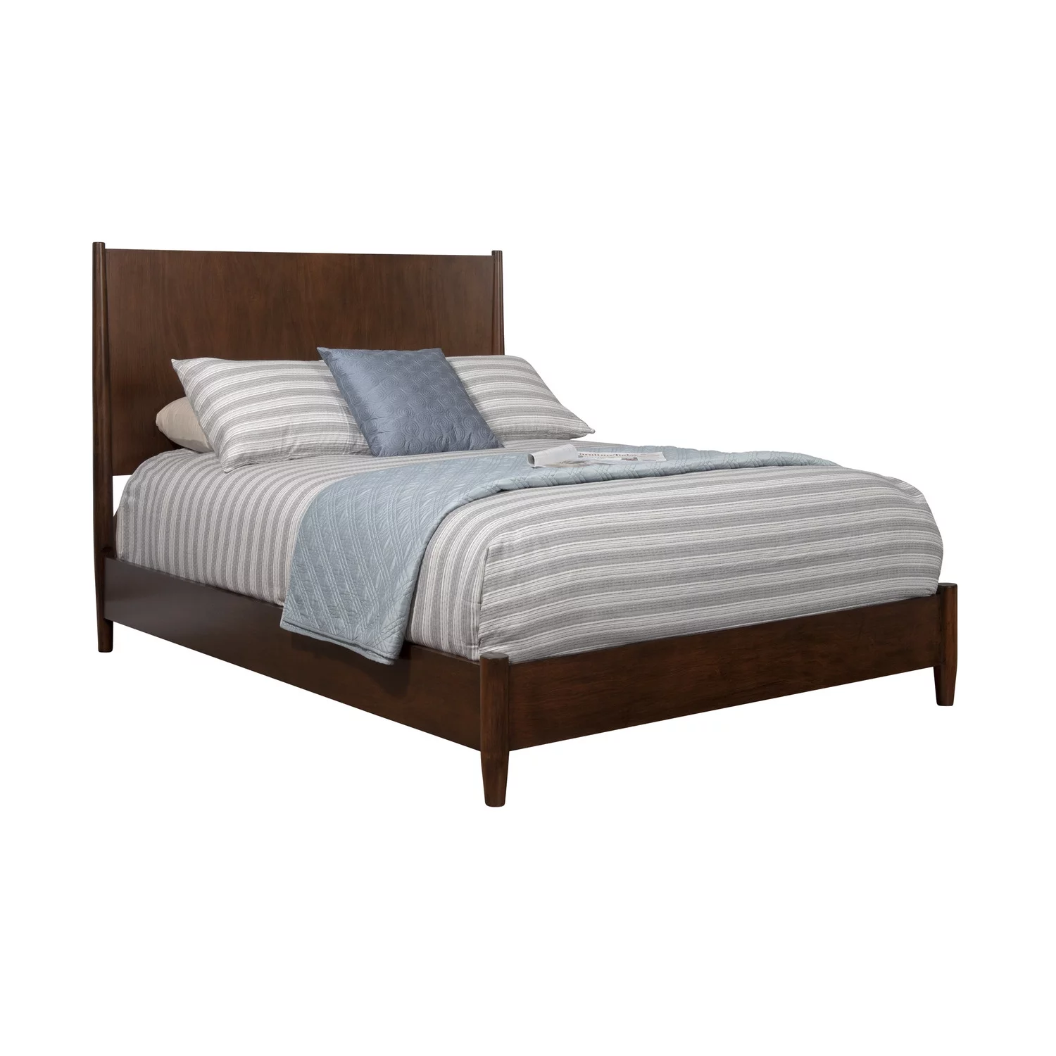 Alpine Furniture Flynn Mid Century Modern Wood Queen Panel Bed in Black