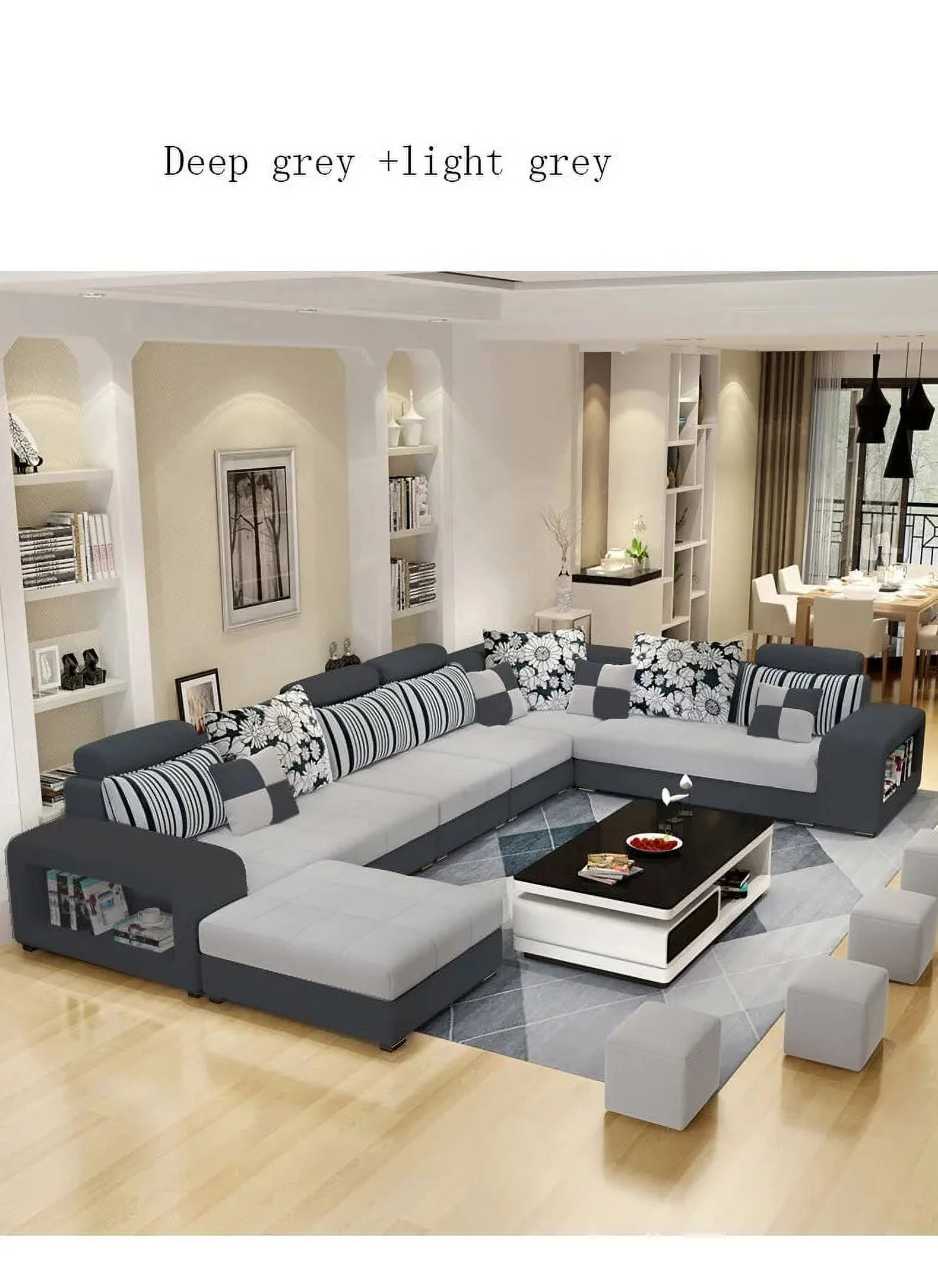 Living Room Furniture Modern Fabric Sofa European Sectional  Set 1909