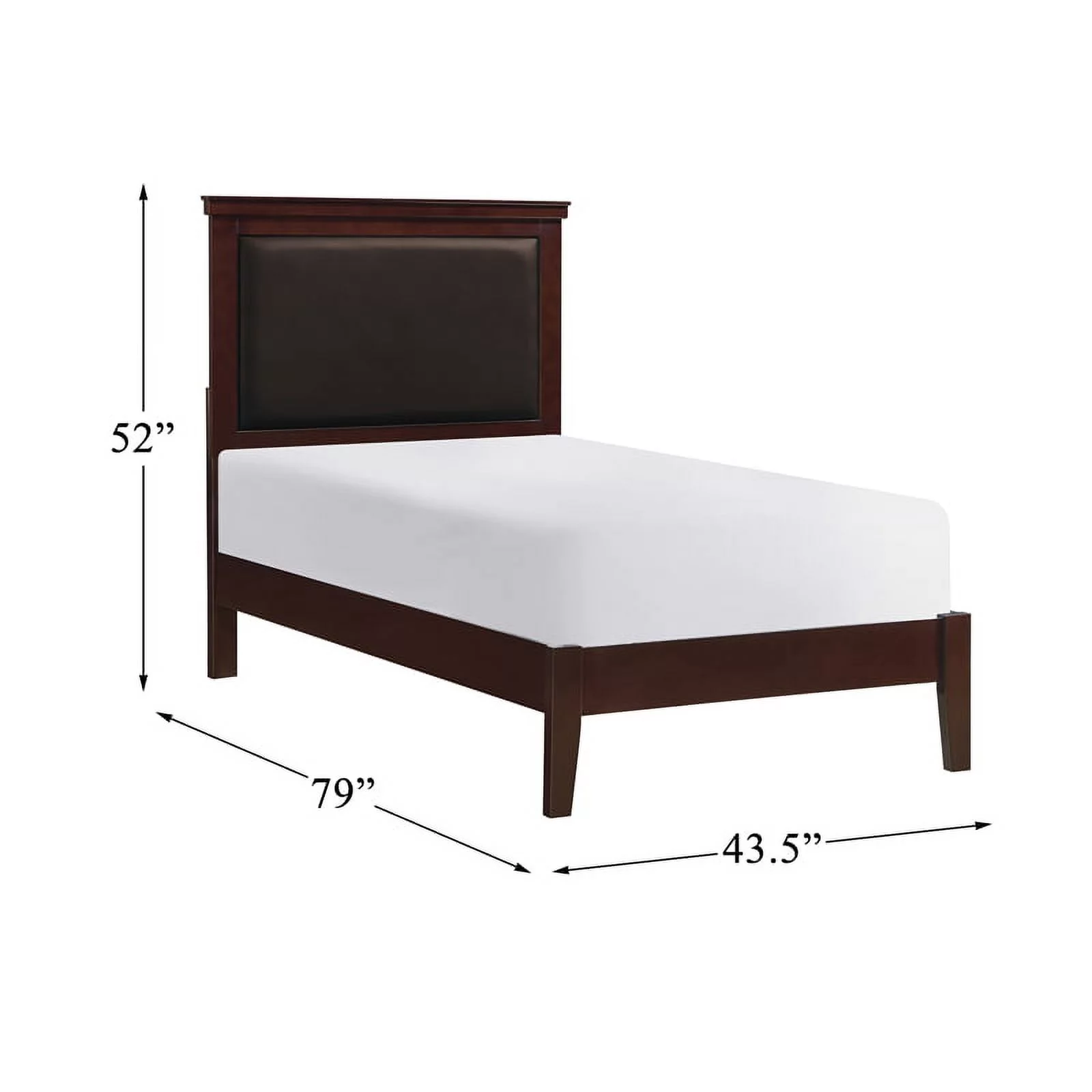 Lexicon Seabright Traditional Wood and Faux Leather Twin Bed in Cherry