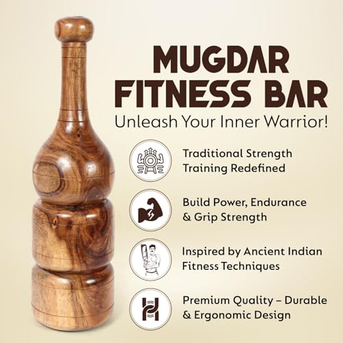 KNK MUGDAR FITNESS BAR INDIAN CLUB MUDGAR BHEEM MACE SHOULDER EQUIPMENT MEEL KARLA KATAI MUGDAL FITNESS DURABLE WOODEN EQUIPMENT