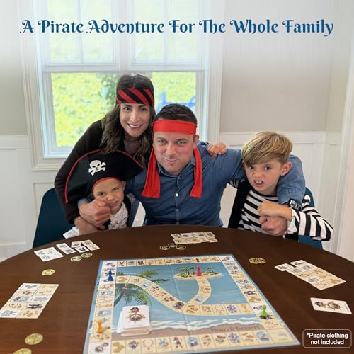 Pirates & Treasures Fun Board Games for Kids Ages 5 & Up - Easy-to-Learn, Family Games for Game Night - Fun w/Pirate Games for Kids Treasure Hunt & Action Cards - Gifts for Teenage Boys & Girls