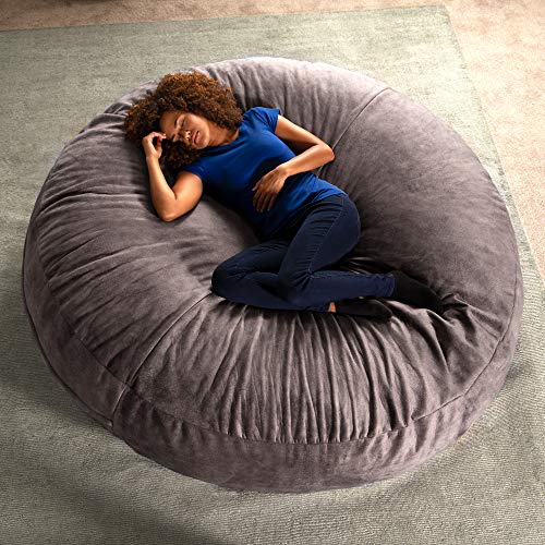 Jaxx 6 Foot Cocoon - 2-in-1 Convertible Bean Bag Bed & Large Bean Bag Chair for Adults, Charcoal