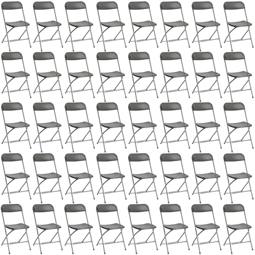 10 Pack Black Plastic Folding Chairs, Portable Party Chairs, Stackable Commercial Seats with Steel Frame for Home Office Wedding Party Indoor Outdoor Events Chairs, 350lbs Capacity