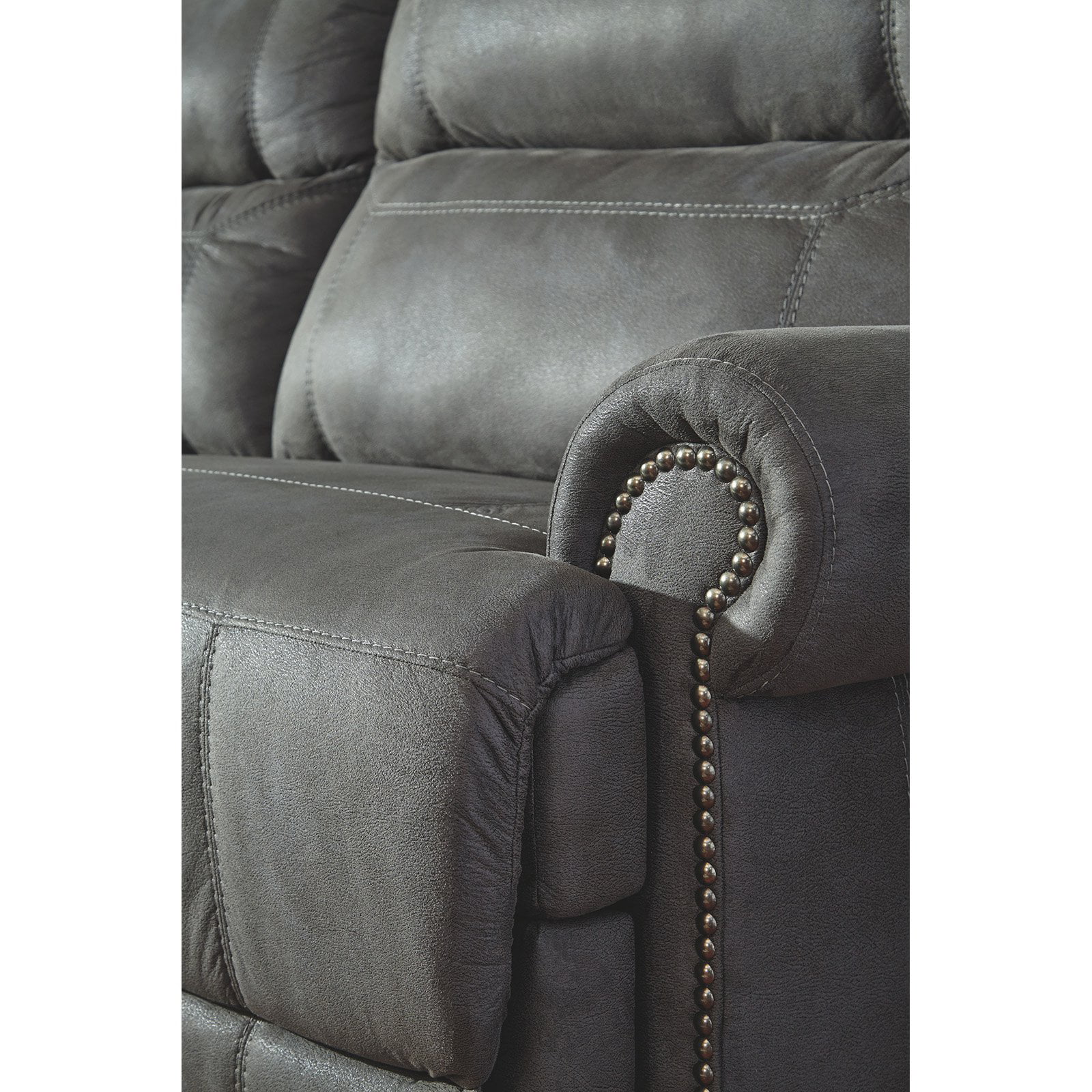 Ashley Furniture Austere Faux Leather Reclining Sofa in Gray