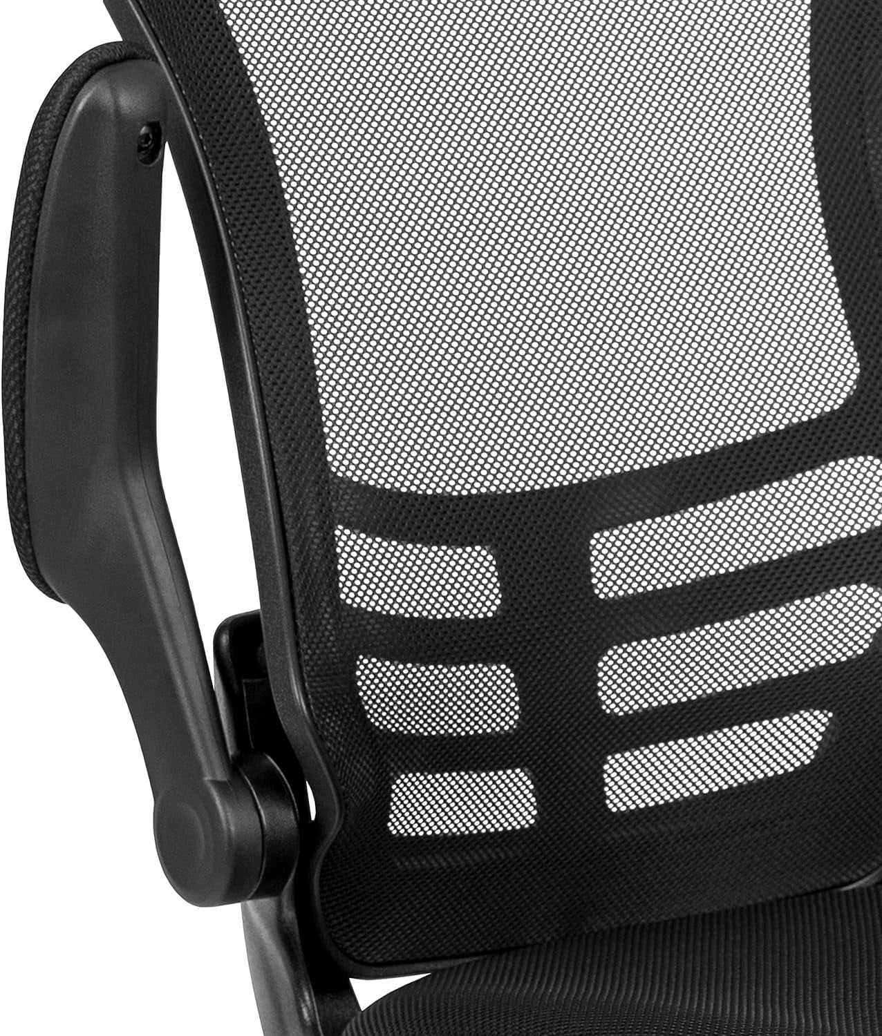 Black Mesh Sled Base Side Reception Chair With -Up Arms-Office Waiting Room